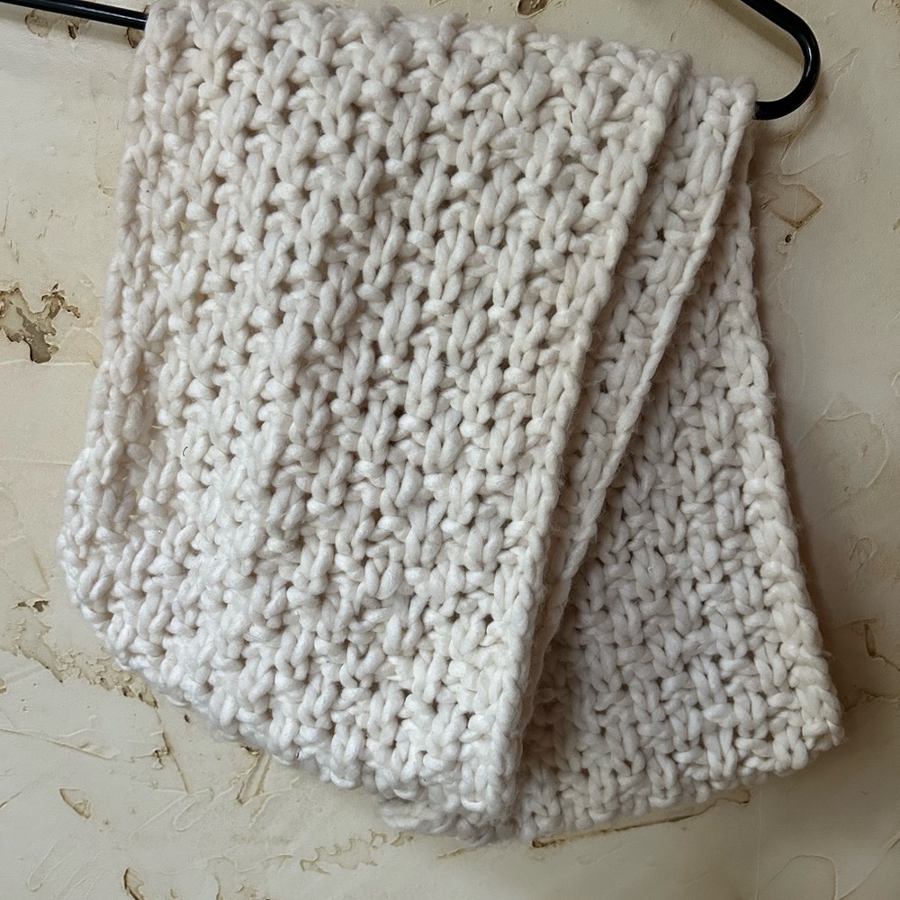 Warm Chunky Ivory Cream Knit Scarf